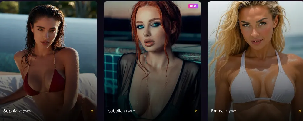 Library character cards showing each companion's name and age, with a new-character badge on one